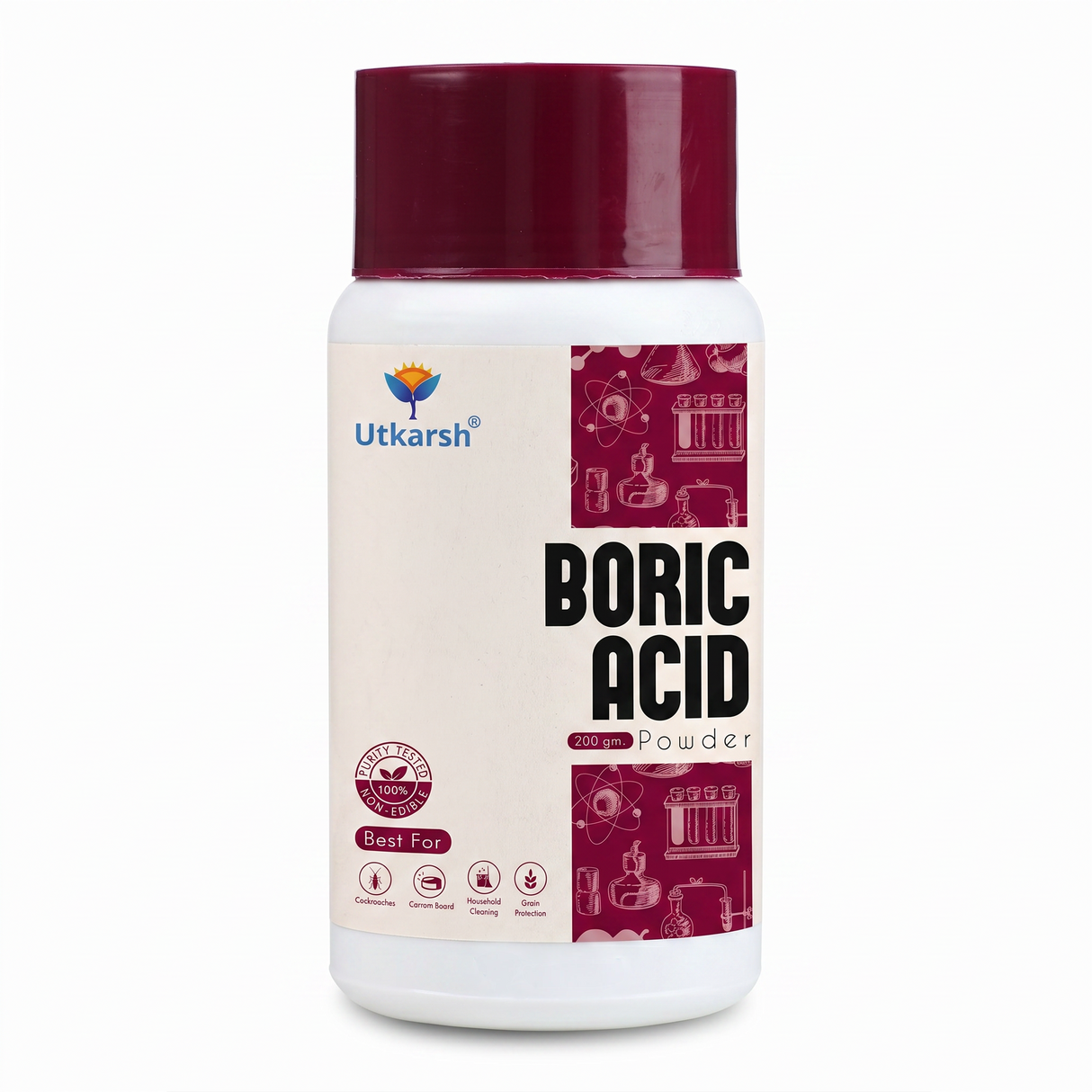 Boric Acid Powder | 99% Pure Multipurpose Powder | Effective Pest Control for Cockroaches & Household Pests | Ideal for Carrom Board, Grain Preservation & Cleaning