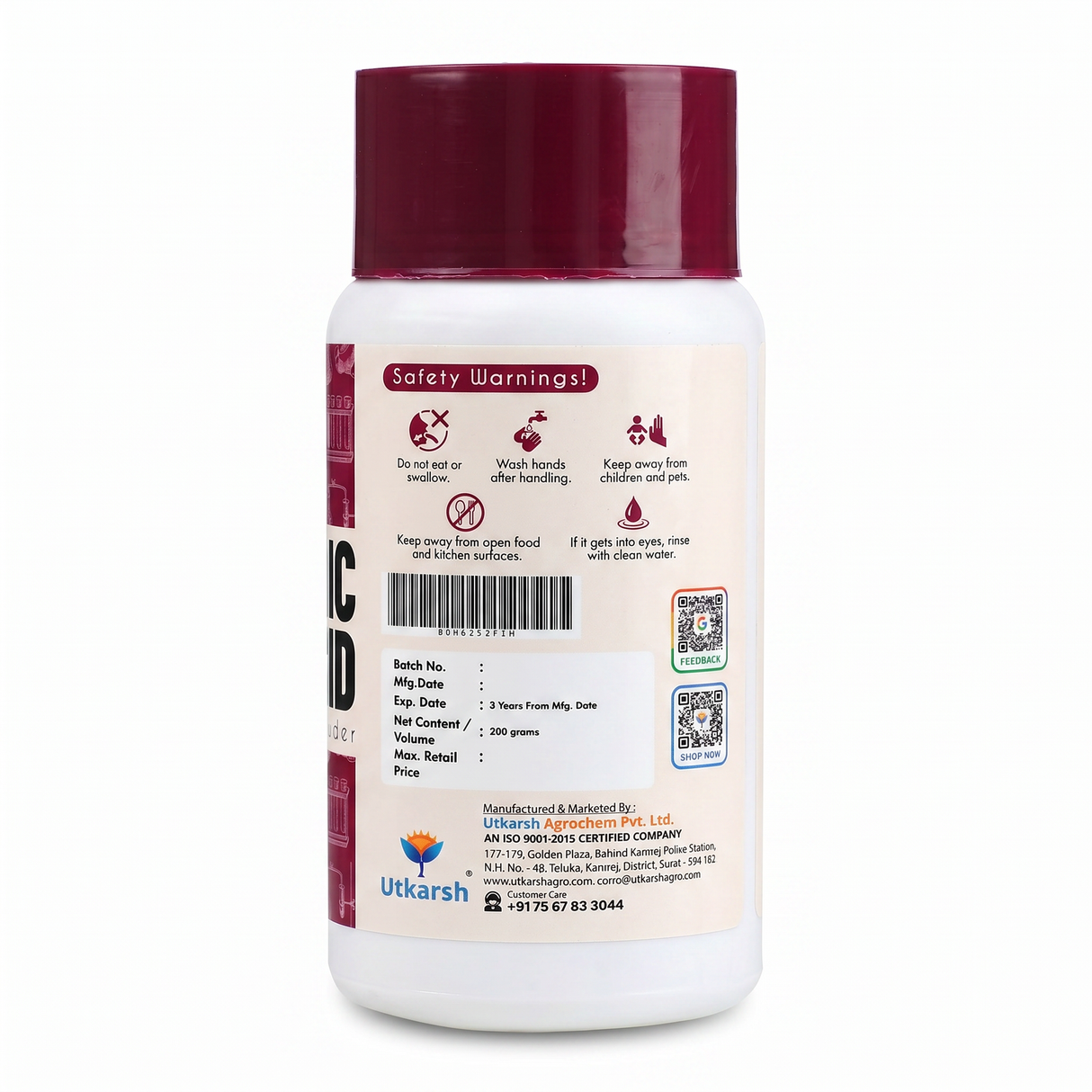 Boric Acid Powder | 99% Pure Multipurpose Powder | Effective Pest Control for Cockroaches & Household Pests | Ideal for Carrom Board, Grain Preservation & Cleaning