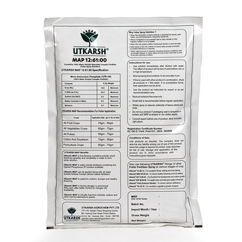 Utkarsh MAP(12:61:00) (Mono Ammonium Phosphate) (NH4)H2PO4 Crystalline Speciality 100% Water Soluble Complex Fertilizer (Foliar Spray Nutrition) Water Soluble Fertilizers