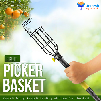 Utkarsh Fruit Picker Basket - Small | Fruit Plucker Basket for Mango, Lemon, Apple, Pear, & More | Easy to Use Fruits Catcher | Fruit Picker for Convenient & Safe Harvesting - Set of 1 PC