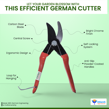 Utkarsh Garden German Cutters & Anvil Double Cut Secateurs | Plant Branch Cutting Scissors for Home Gardening | Garden Plant Cutter Tools & Pruning Accessories | Set of 2 Tools