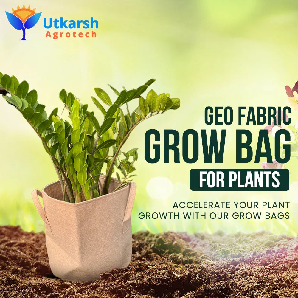 400 GSM Geo Textile Fabric Growbags- Beige, Pack of 10 - Utkarsh Agrochem Pvt ltd.