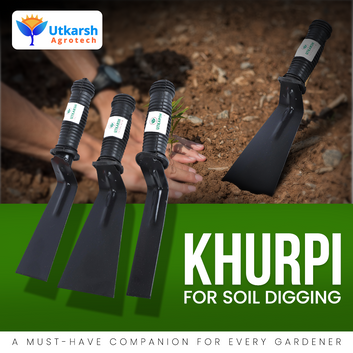 Utkarsh 1 Inch Khurpi for Gardening | Rust-Free Khurpi for Home Garden | Essential Tool Khurpi for Soil Tilling, Digging in Garden | Gardening Tools Kit, Accessories | Black, Metal