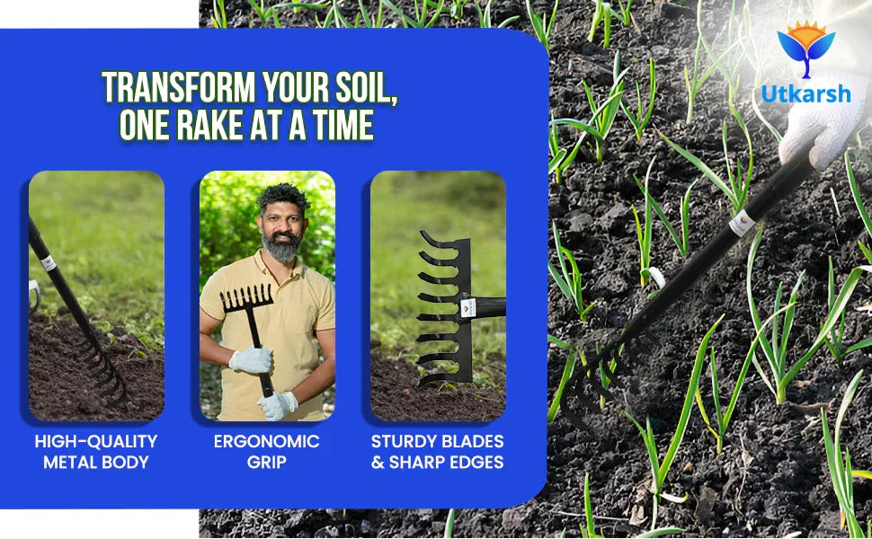 Garden Rake with 8 Teeth- 1 Pc - Utkarsh Agrochem Pvt ltd.