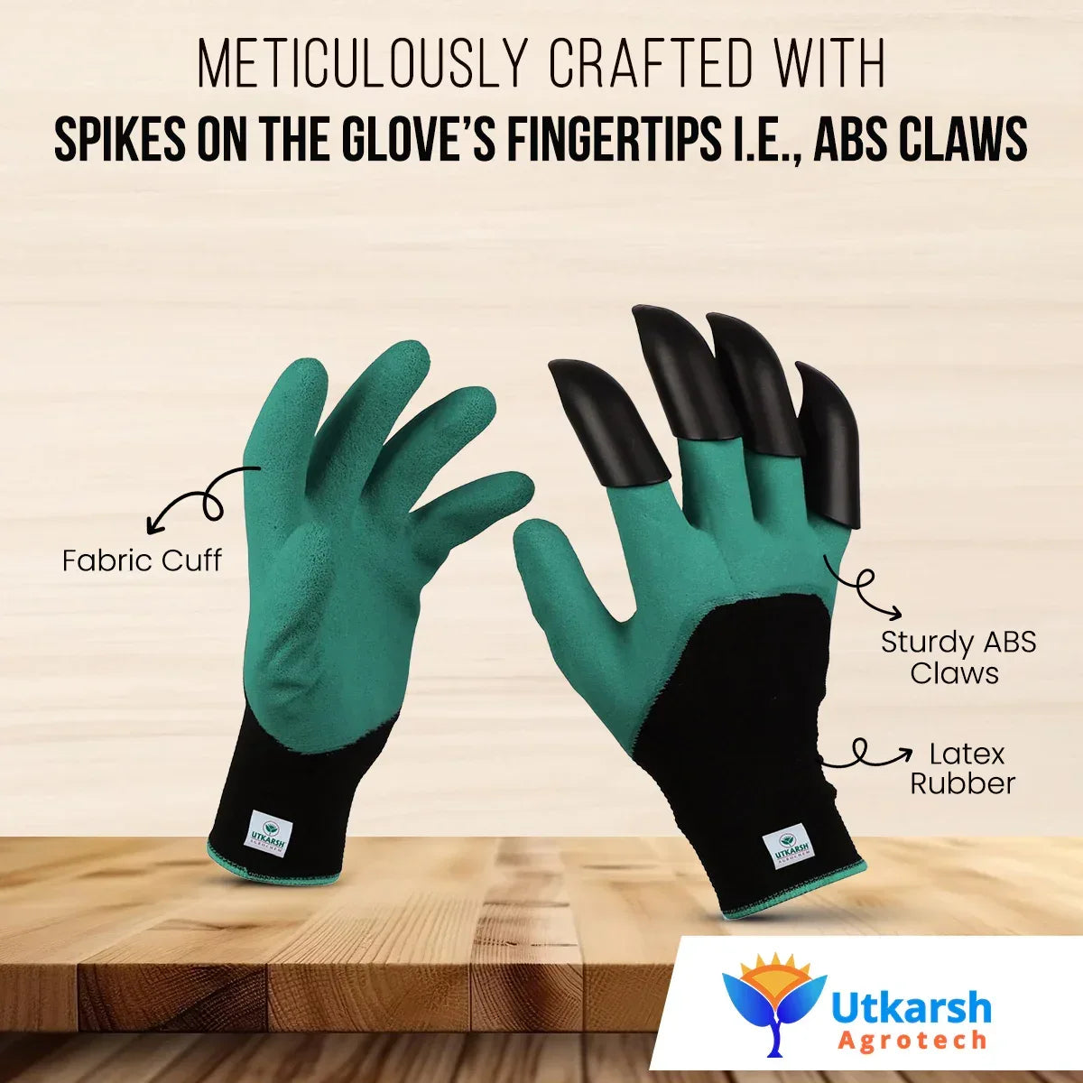Essential Gardening Hand Tools - 7 pieces | Gardening Tool Set Combo | Durable Home Garden Tool Kit for Soil | Cultivator, Big and Small Trowel, Weeder, Fork, 3 inch Khurpi & ABS Garden Gloves - Utkarsh Agrochem Pvt ltd.