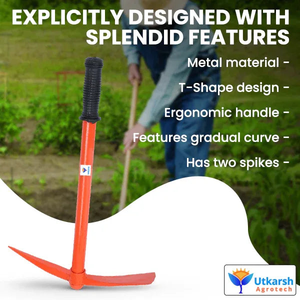 Pickaxe (Tiller), Hand Hoes with Prongs, 1, 2 & 3 Inch Khurpis- Combo of 6 - Utkarsh Agrochem Pvt ltd.