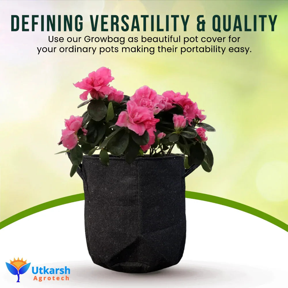 400 GSM Geotextile Fabric Growbags- Dark Grey, Pack of 3 - Utkarsh Agrochem Pvt ltd.