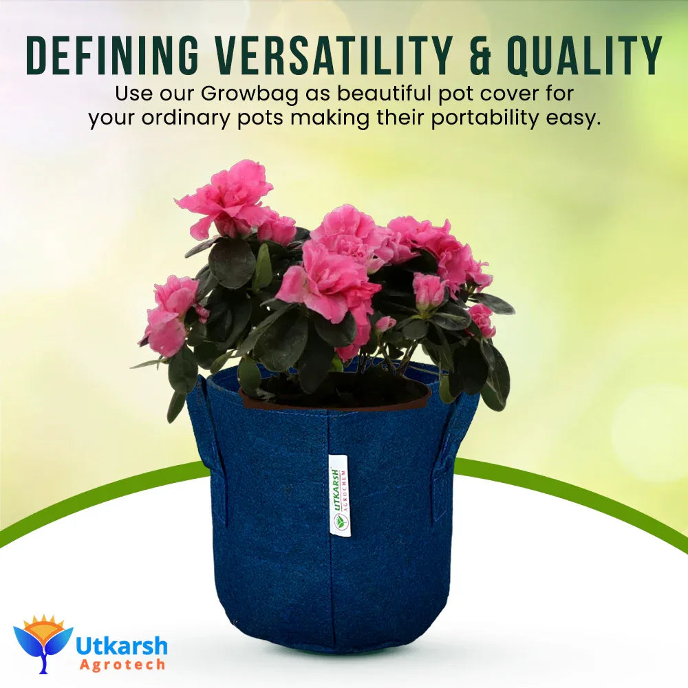 400 GSM Geotextile Fabric Growbags- Blue, Pack of 3 - Utkarsh Agrochem Pvt ltd.