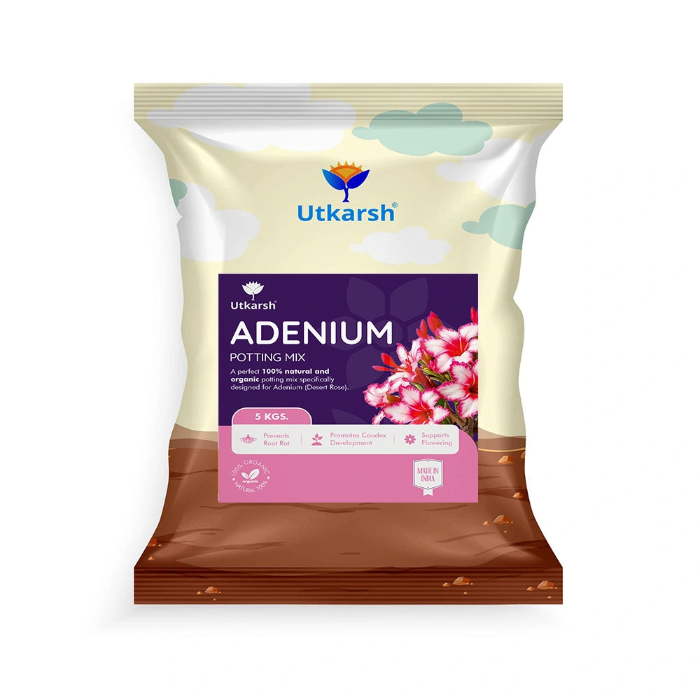 Adenium Potting Mix for Desert Rose Plants | Fast-Draining Organic Soil Blend with Microorganisms, Perlite & Neem Cake | Promotes Healthy Caudex, Root Health & Heavy Blooming