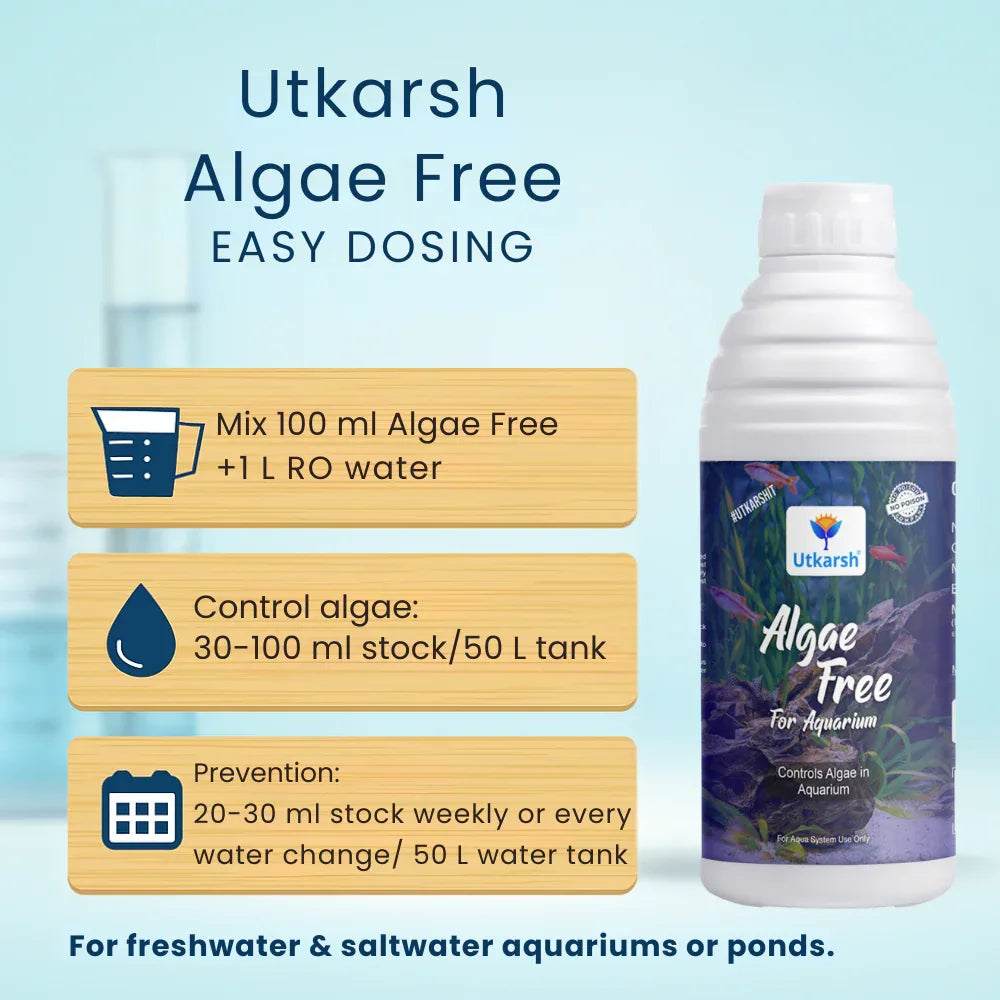 Algae Free for Aquarium Tank | Algae Cleaner, Liquid Algae Scraper for Fish Tank and Algae Remover - Utkarsh Agrochem Pvt ltd.