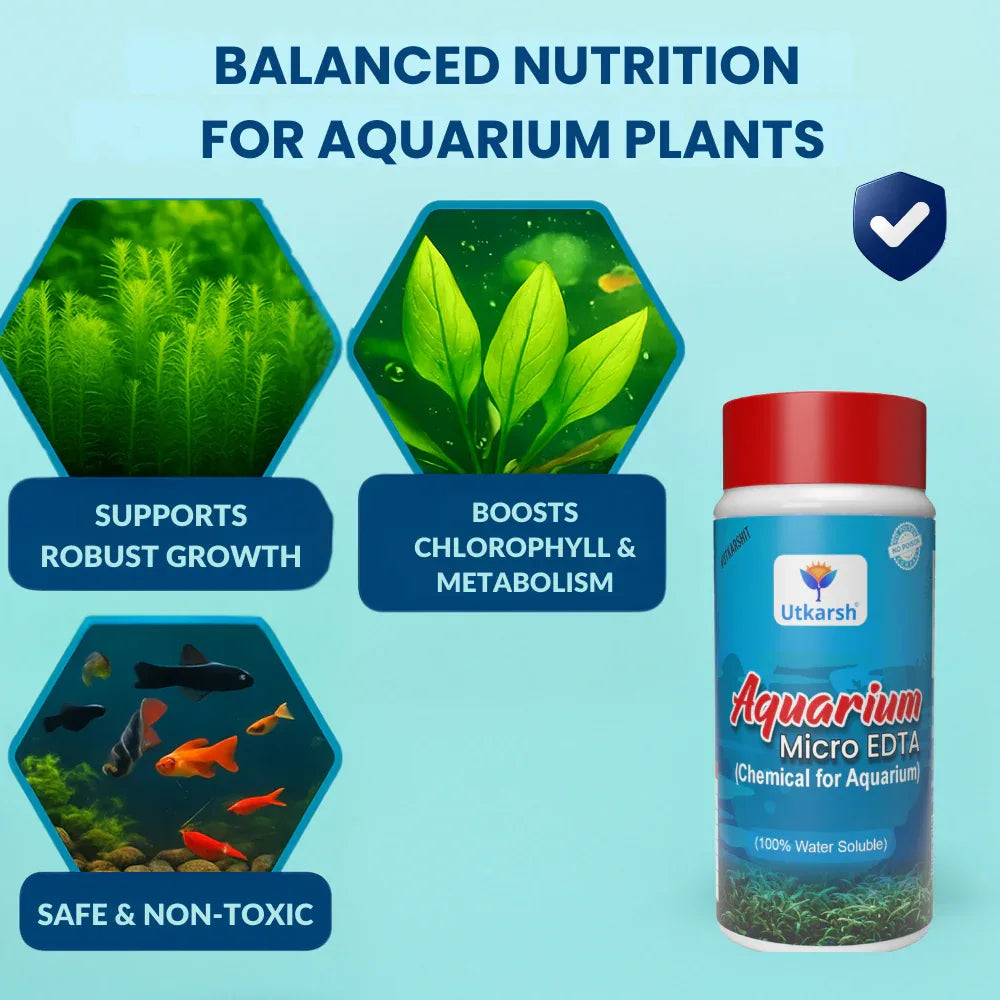Aquarium EDTA Micro (CSMB) Mix (EDTA Chelated 100% Water Soluble Aquarium Chemical), Provides Robust Growth to Aquarium Plants, Enhances Nutrient Uptake, Safe & Non-toxic - Utkarsh Agrochem Pvt ltd.