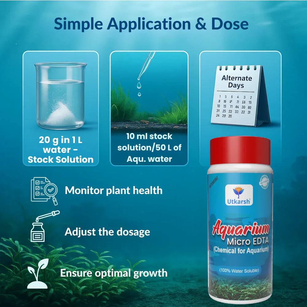 Aquarium EDTA Micro (CSMB) Mix (EDTA Chelated 100% Water Soluble Aquarium Chemical), Provides Robust Growth to Aquarium Plants, Enhances Nutrient Uptake, Safe & Non-toxic - Utkarsh Agrochem Pvt ltd.