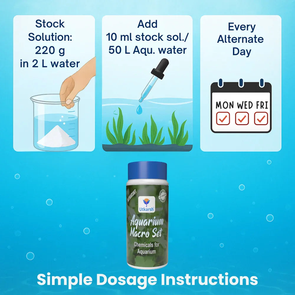 Aquarium Macro Set (Combination of Various Chemicals for Aquarium Plants) | Provides Complete Macronutrient Solution for Healthy Aquarium Plants, Easy to Use and Safe - Utkarsh Agrochem Pvt ltd.