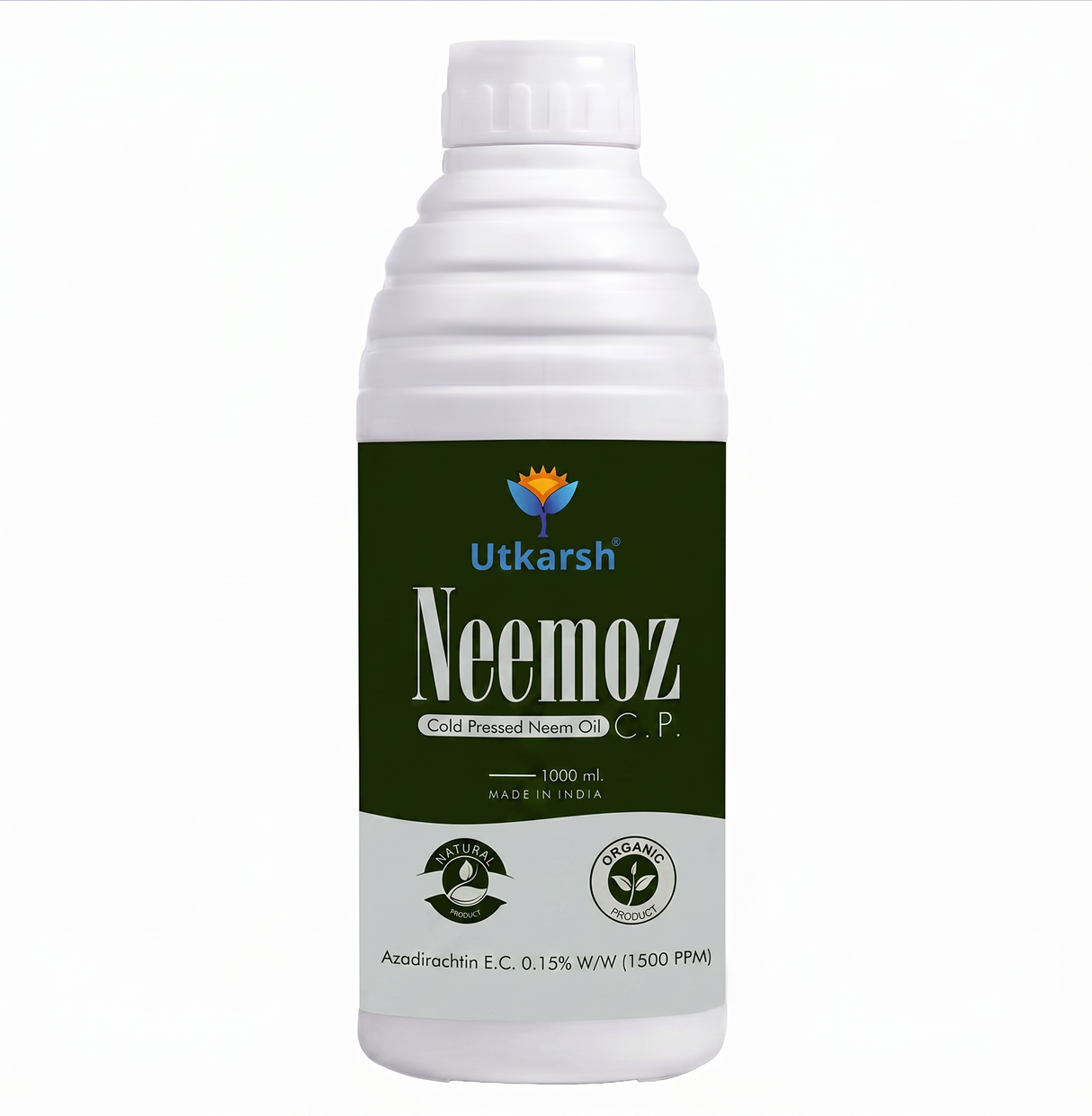 Neemoz C.P. Cold Pressed Neem Oil | 1500 PPM Azadirachtin EC 0.15% W/W Organic Bio-Insecticide | Effective Broad-Spectrum Pest Control for Vegetables, Fruits, Cotton, Rice & Plants