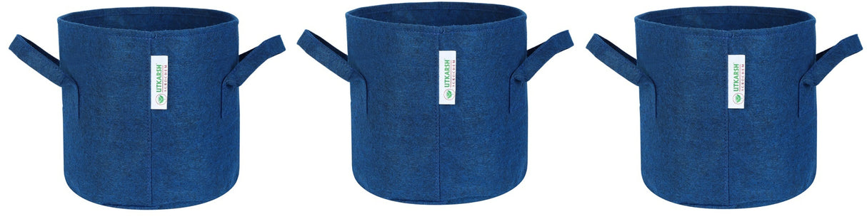 400 GSM Geotextile Fabric Growbags- Blue, Pack of 3 - Utkarsh Agrochem Pvt ltd.