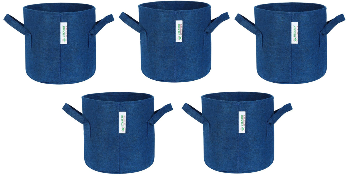400 GSM Geotextile Fabric Growbags- Blue, Pack of 5 - Utkarsh Agrochem Pvt ltd.