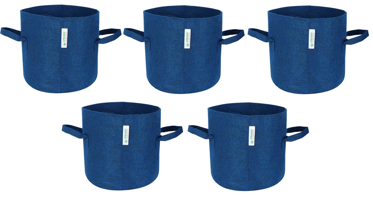 400 GSM Geotextile Fabric Growbags- Blue, Pack of 5 - Utkarsh Agrochem Pvt ltd.