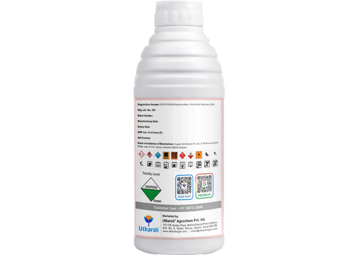 Bacillus Subtilis - Liquid Bio Fungicides for Plants, Home Garden, Crops and Nursey | BaciSub-L - Utkarsh Agrochem Pvt ltd.