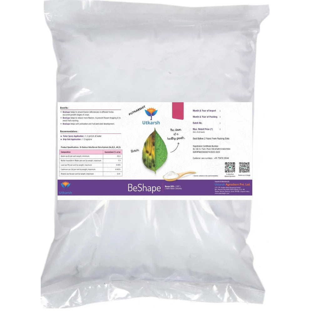 Boron 20% Micronutrient Fertilizer for Plants – Boosts Vegetable, Fruit & Flower Growth | 100% Water Soluble Boron EDTA Chelated Powder for Healthy Garden Plants | (Disodium Octaborate Tetrahydrate) BeShape