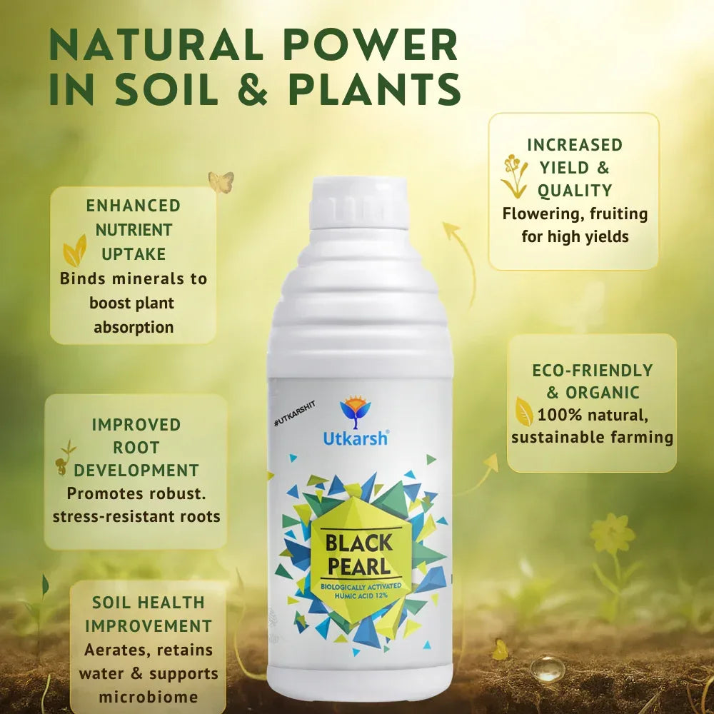Black Pearl – L (Biologically Activated Humic Acid 12%) Biostimulant- 20 Liter - Utkarsh Agrochem Pvt ltd.