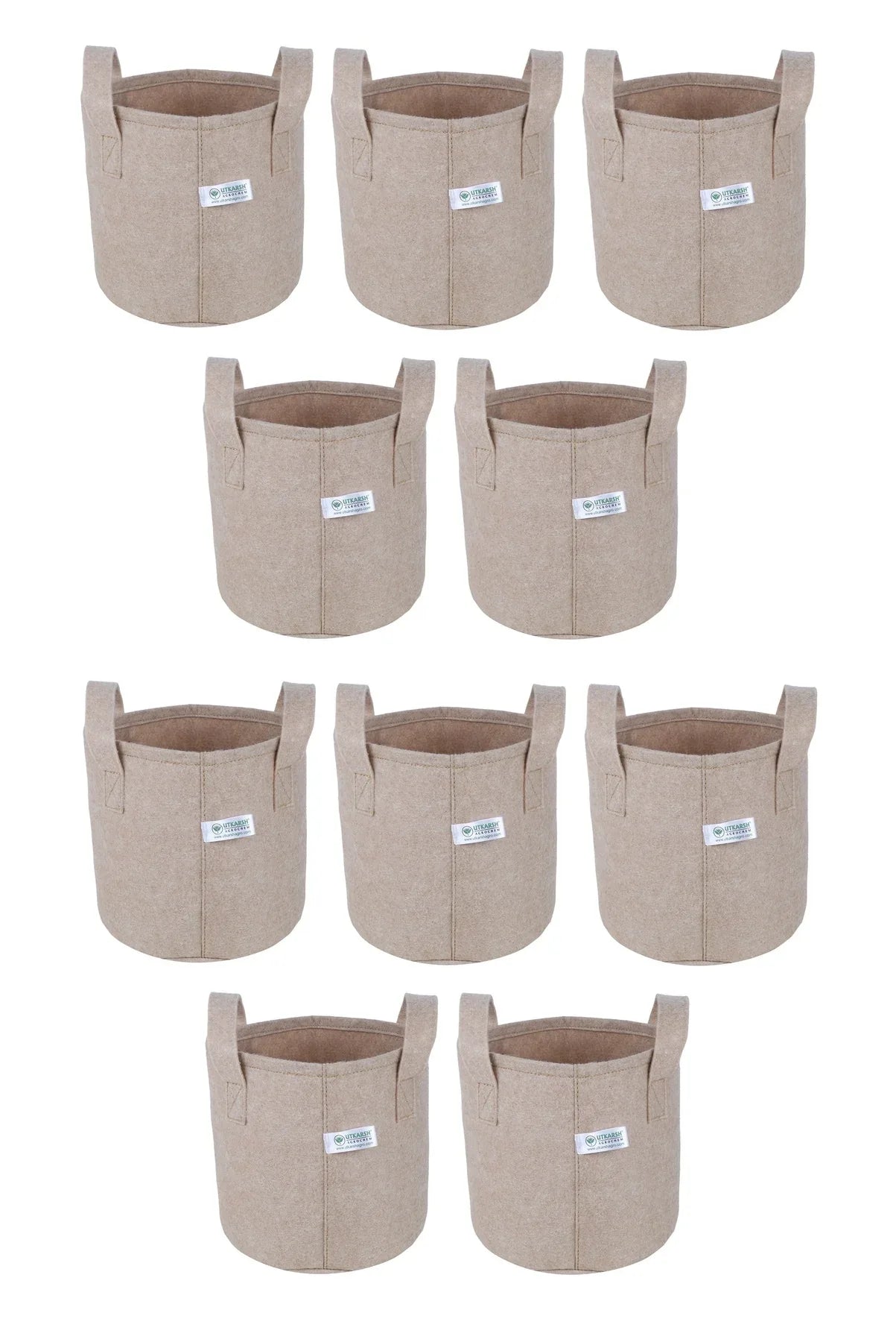 400 GSM Geo Textile Fabric Growbags- Beige, Pack of 10 - Utkarsh Agrochem Pvt ltd.