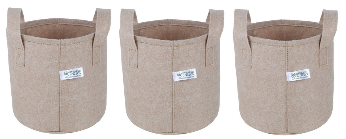 400 GSM Geo Textile Fabric Growbags- Beige, Pack of 3 - Utkarsh Agrochem Pvt ltd.