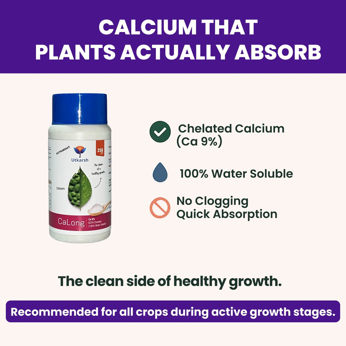 Calcium - 9% EDTA Chelated Micronutrient, 100% Water Soluble Fertilizers for Plants, Enhances Shelf Life of Fruits, Corrects & Prevents Calcium Deficiency | CaLong - Utkarsh Agrochem Pvt ltd.