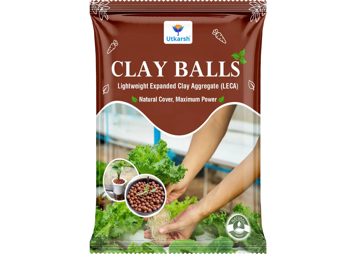 LECA Clay Balls Hydrotons, Lightweight Expanded Clay Aggregate, Essential for Hydroponics, Aeroponics, Landscaping & Aquaponics | Size: 8 - 15 mm - Utkarsh Agrochem Pvt ltd.