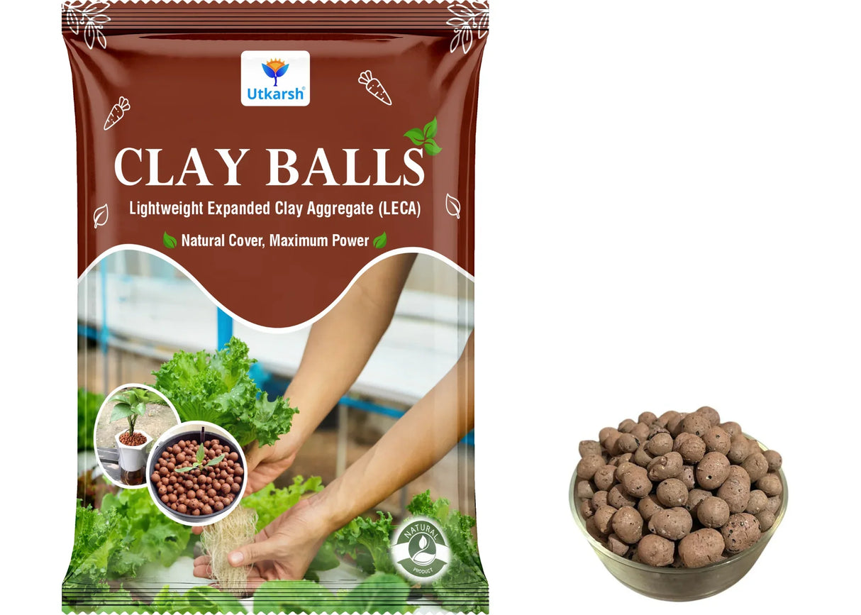 LECA Clay Balls Hydrotons, Lightweight Expanded Clay Aggregate, Essential for Hydroponics, Aeroponics, Landscaping & Aquaponics | Size: 8 - 15 mm - Utkarsh Agrochem Pvt ltd.