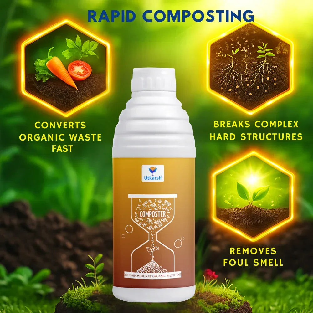 Composter for Quick Decomposition of Organic Waste into Compost, Bio Waste Decomposer, Accelerate Decomposition of Kitchen, Garden Organic Waste- 20 Litre - Utkarsh Agrochem Pvt ltd.