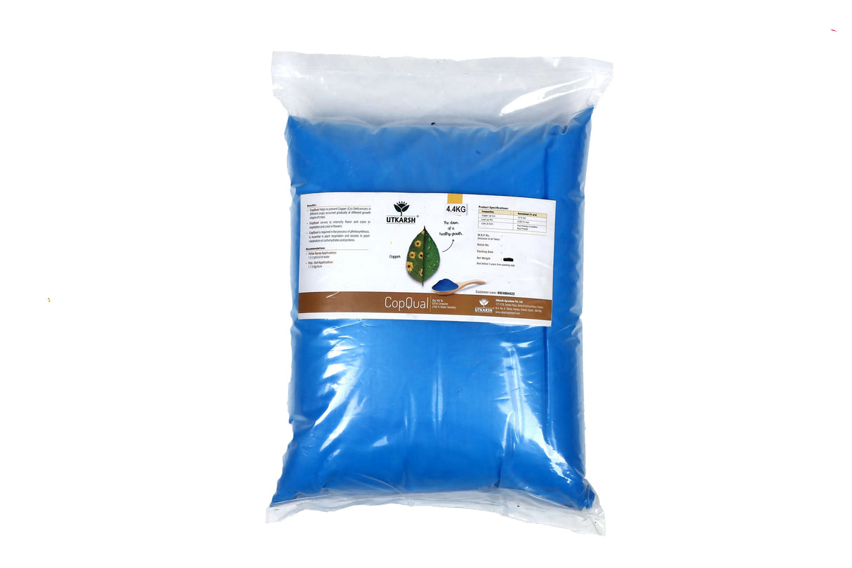 Copper - 12% EDTA Chelated Micronutrient, 100% Water Soluble Fertilizers for Plants Corrects & Prevents Copper Deficiency in Plants & Home Garden | CopQual - Utkarsh Agrochem Pvt ltd.