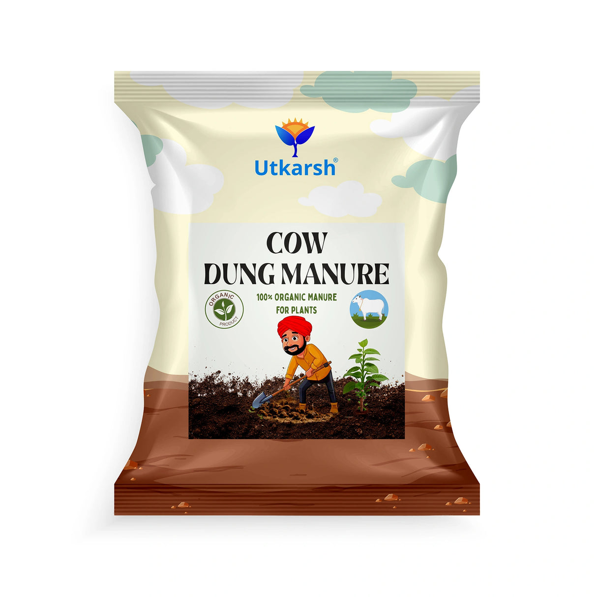 Cow Dung Manure, 100% Natural Organic Fertilizer for Plants, Nutrient-Rich Microbial Compost, Improves Plant Health, Water Retention & Soil Fertility, Sourced from Desi Gaushalas