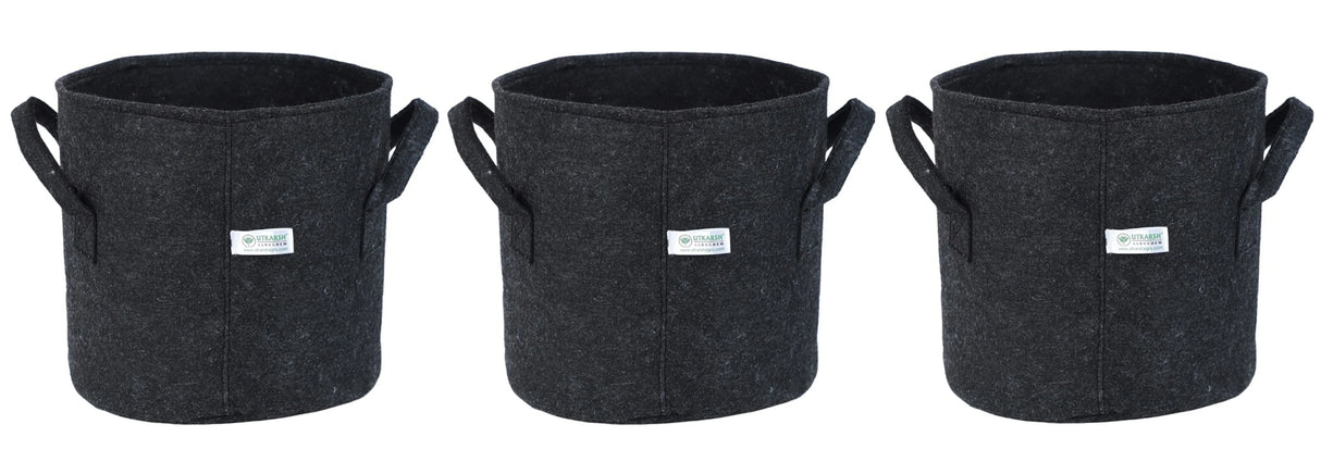 400 GSM Geotextile Fabric Growbags- Dark Grey, Pack of 3 - Utkarsh Agrochem Pvt ltd.
