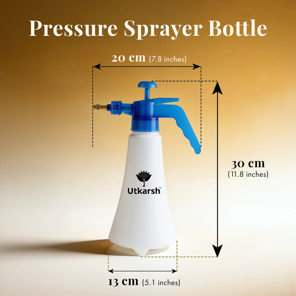 Pressure Spray Bottle for Plants (1 Liter) - White | Efficient Water Spray Bottle with Adjustable Nozzle, Ideal Garden Sprayer for Indoor and Outdoor Plant Care, Pack of 1