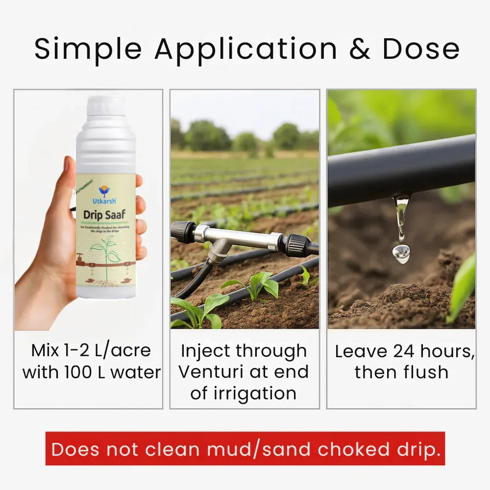 Drip Saaf (Eco-Friendly Product for Cleaning Drip System | Biodegrades Organic Stuffs in the Drips) - 20 Liter - Utkarsh Agrochem Pvt ltd.