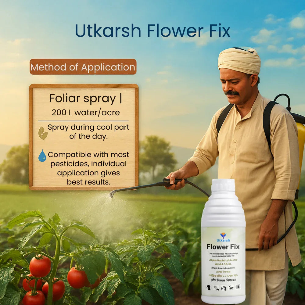 Flower Fix (Alpha Naphthyl Acetic Acid 4.5% SL) | Plant Growth Regulator - Utkarsh Agrochem Pvt ltd.