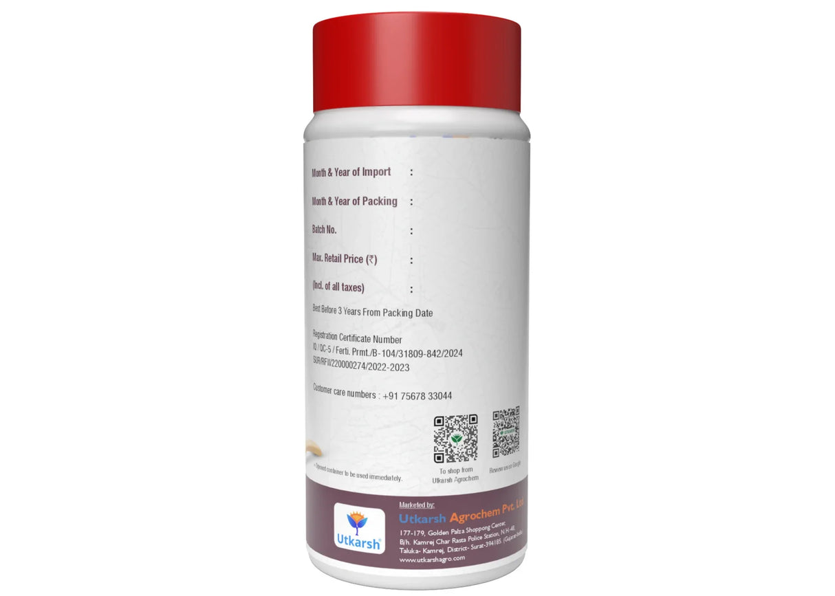 Iron - 12% EDTA Chelated for Plants, 100% Water Soluble Fertilizers, Micronutrients for Vegetables, Fruits, Flowers & Home Garden, Corrects Iron Deficiency | FeGro - Utkarsh Agrochem Pvt ltd.