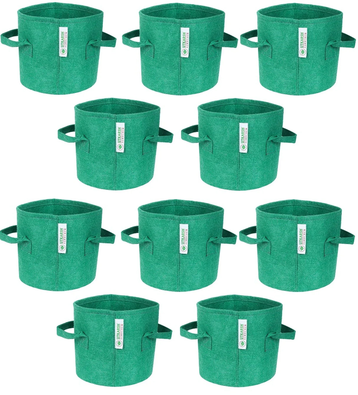 400 GSM Geotextile Fabric Growbags- Green, Pack of 10 - Utkarsh Agrochem Pvt ltd.