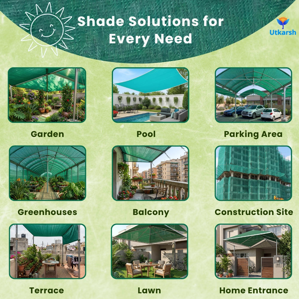 Green Garden Shade Nets – 75% UV Protection | Multipurpose Agro Net for Terrace, Garden, Greenhouse & Balcony | Protection from Sun | Indoor & Outdoor Use
