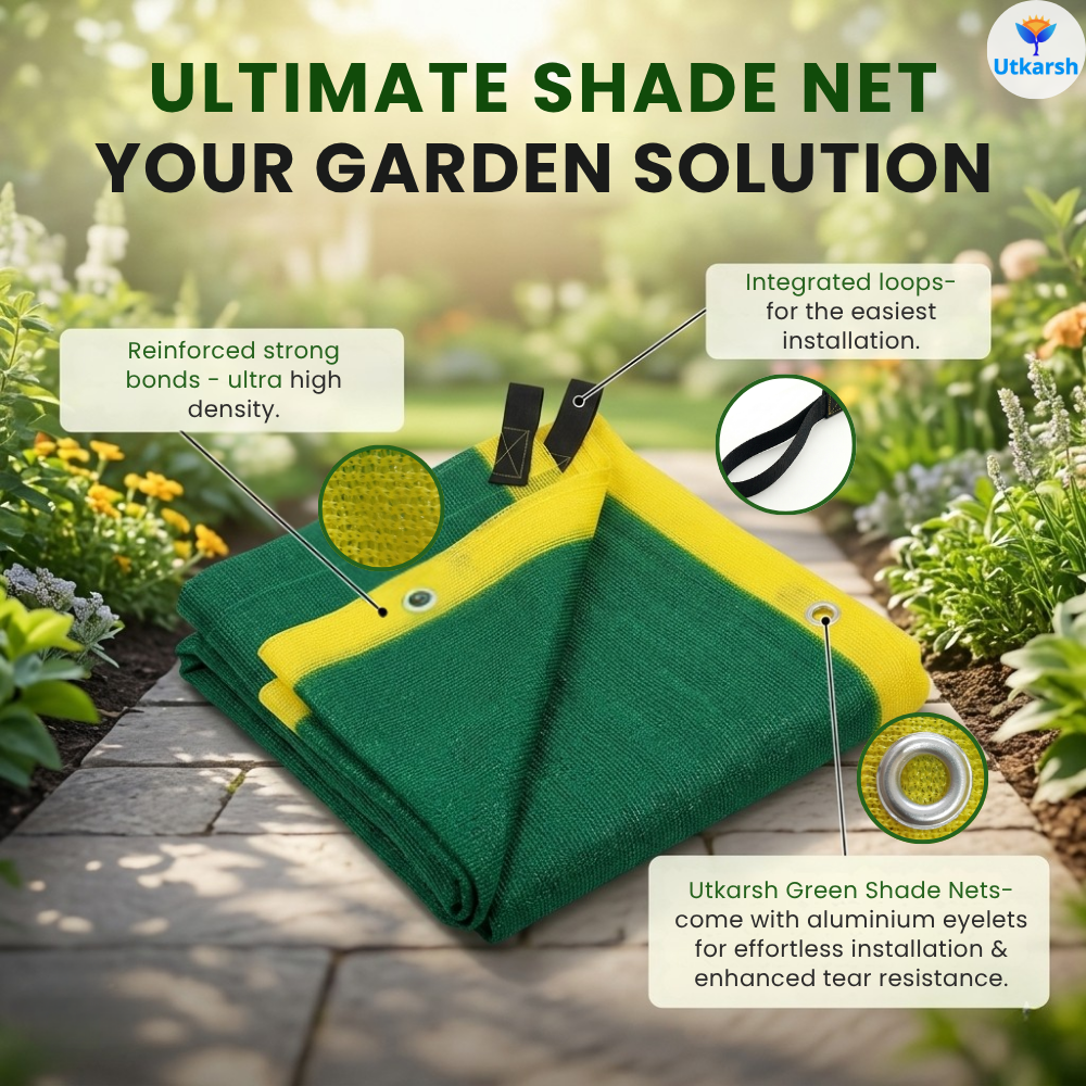 Green Shade Net – 75% UV Protection | Multipurpose Agro Net for Terrace, Garden, Greenhouse & Balcony | Protection from Sun | Indoor & Outdoor Use