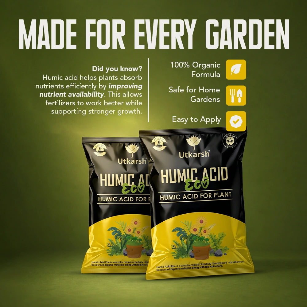 Humic Acid Eco for Plants | Organic Humic & Fulvic Acid Soil Conditioner | Improves Soil Fertility, Root Growth & Nutrient Absorption | Suitable for Agriculture, Gardening & Home Plants