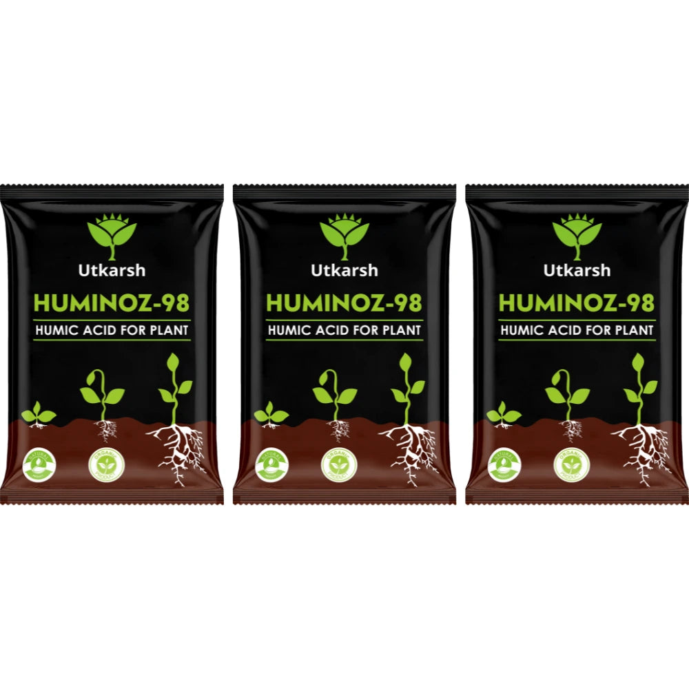 Utkarsh Huminoz-98 Humic Acid (98%) for Plants | Fertilizer for Potted Plants, Home Garden, Growth Enhancer, Soil Conditioner, Improves Root System