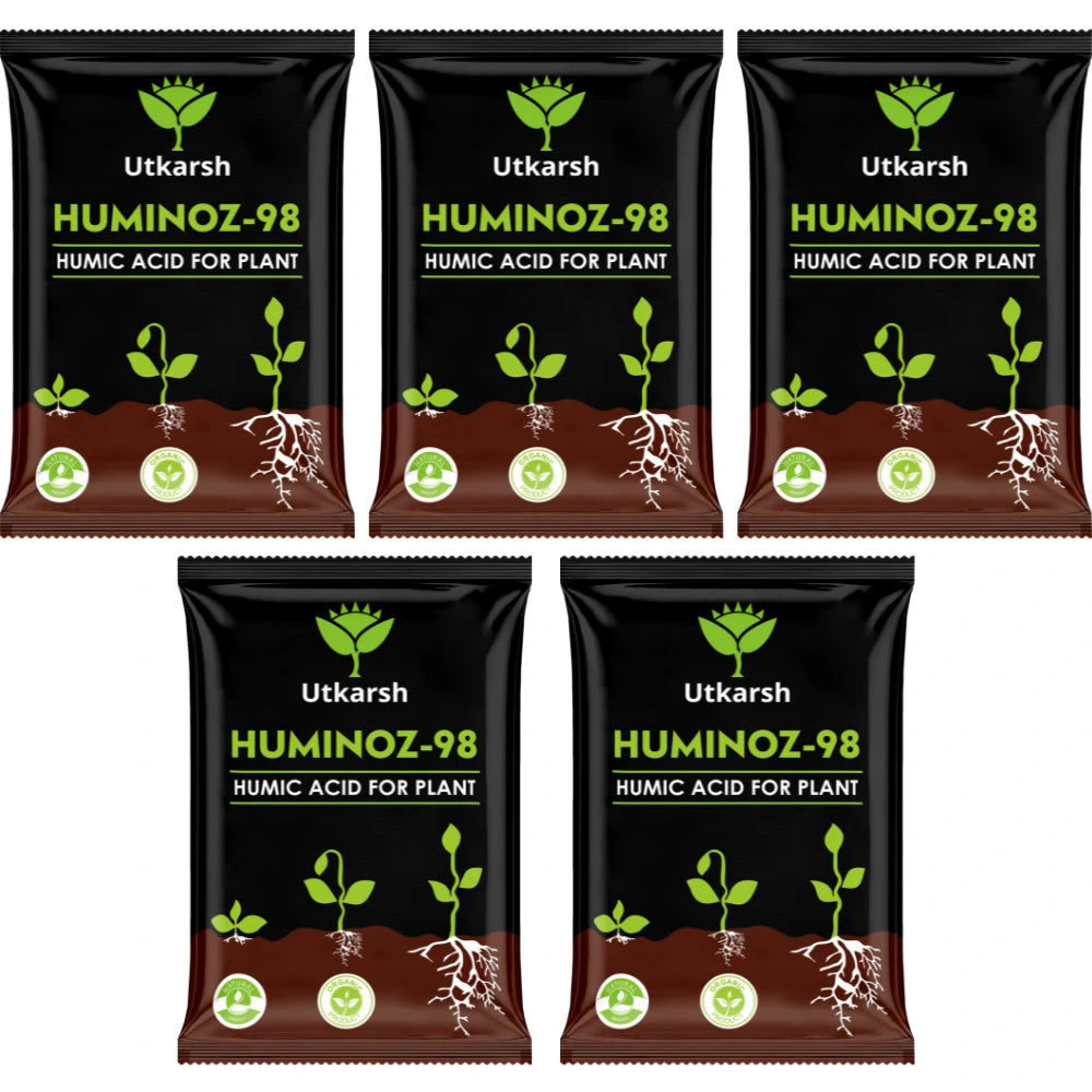 Utkarsh Huminoz-98 Humic Acid (98%) for Plants | Fertilizer for Potted Plants, Home Garden, Growth Enhancer, Soil Conditioner, Improves Root System