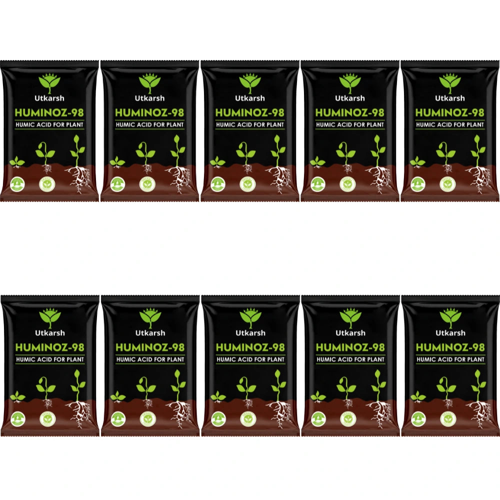 Utkarsh Huminoz-98 Humic Acid (98%) for Plants | Fertilizer for Potted Plants, Home Garden, Growth Enhancer, Soil Conditioner, Improves Root System