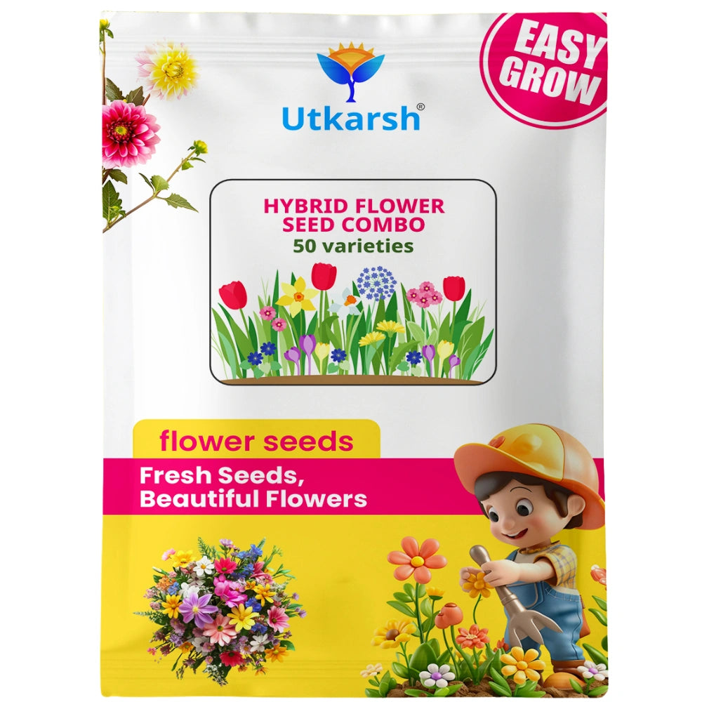 Hybrid Flower Seeds Combo – 50 Varieties | Beautiful Blooming Flowers | All Season Flower Seeds for Home & Garden | Easy to Grow & Low Maintenance | Long Lasting Blooms For Terrace & Balcony