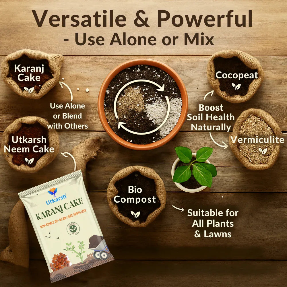 Karanj Cake | Pongamia Cake Powder | Organic Fertilizers Manure for Gardening, All Types of Plants, Flowers, Vegetables & Lawn - Utkarsh Agrochem Pvt ltd.