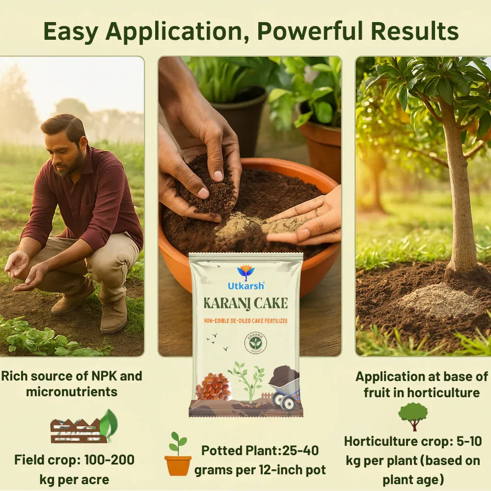 Karanj Cake | Pongamia Cake Powder | Organic Fertilizers Manure for Gardening, All Types of Plants, Flowers, Vegetables & Lawn - Utkarsh Agrochem Pvt ltd.