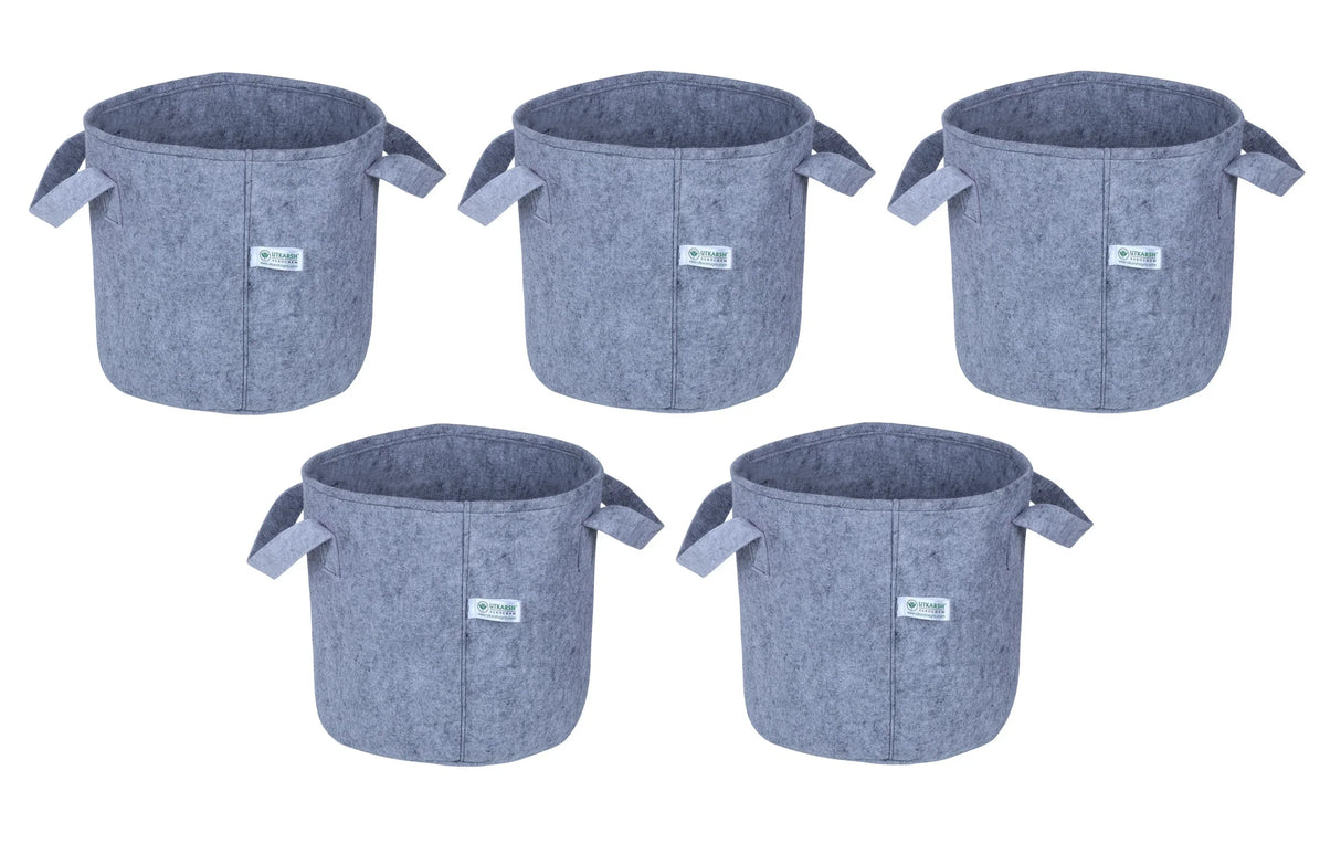 400 GSM Geotextile Fabric Growbags- Light Grey, Pack of 5 - Utkarsh Agrochem Pvt ltd.