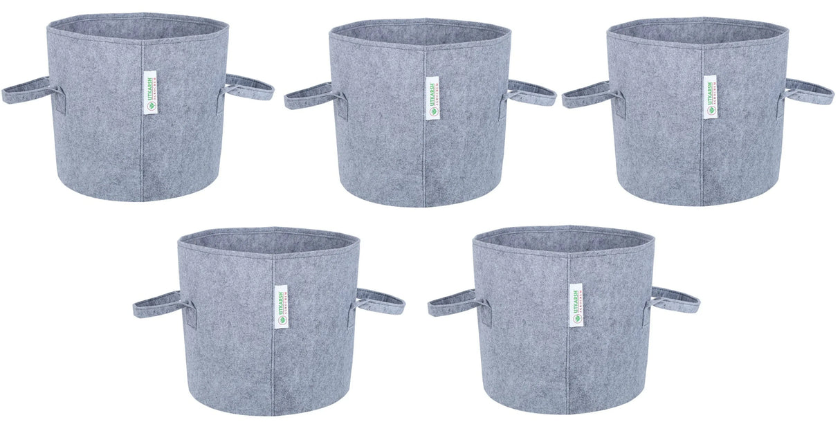 400 GSM Geotextile Fabric Growbags- Light Grey, Pack of 5 - Utkarsh Agrochem Pvt ltd.
