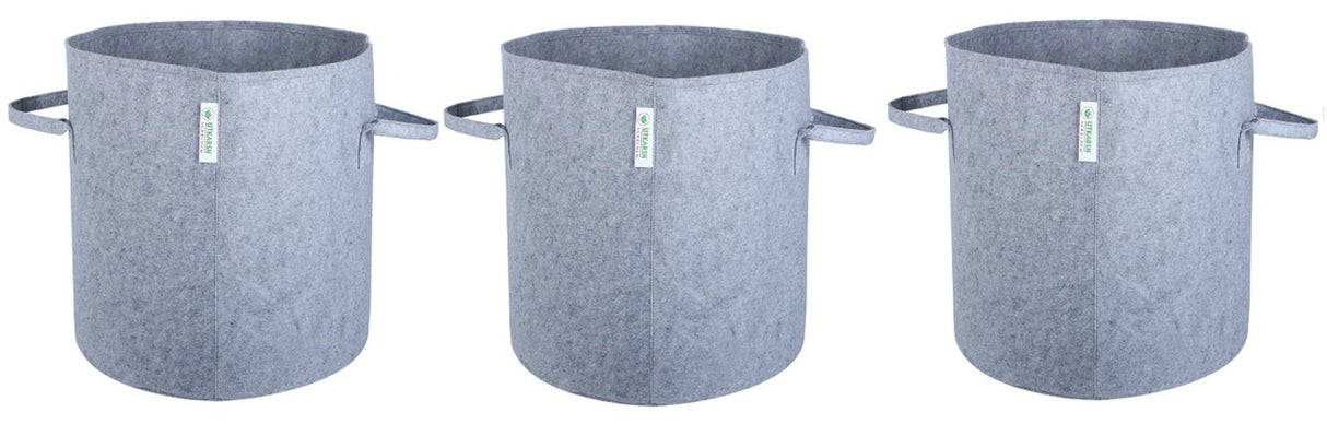 400 GSM Geotextile Fabric Growbags- Light Grey, Pack of 3 - Utkarsh Agrochem Pvt ltd.